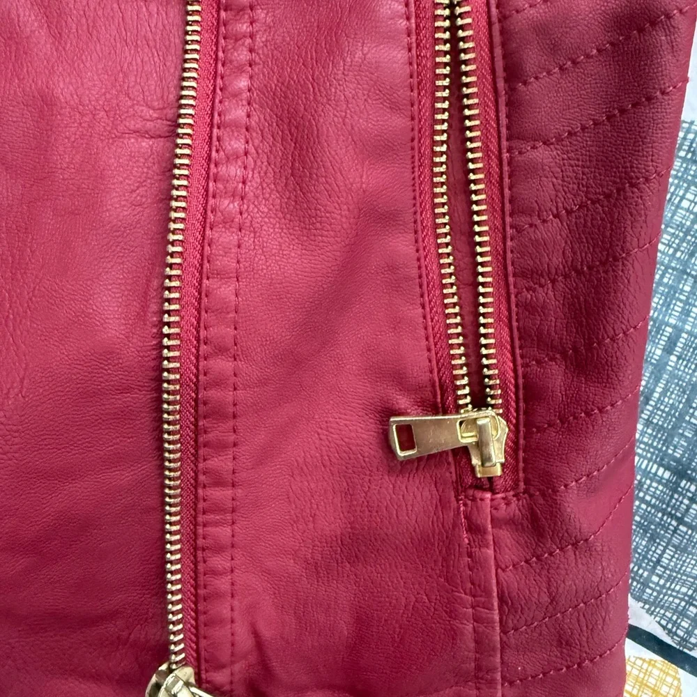 Baccini Deep Red Leather Jacket - Picture 6 of 10